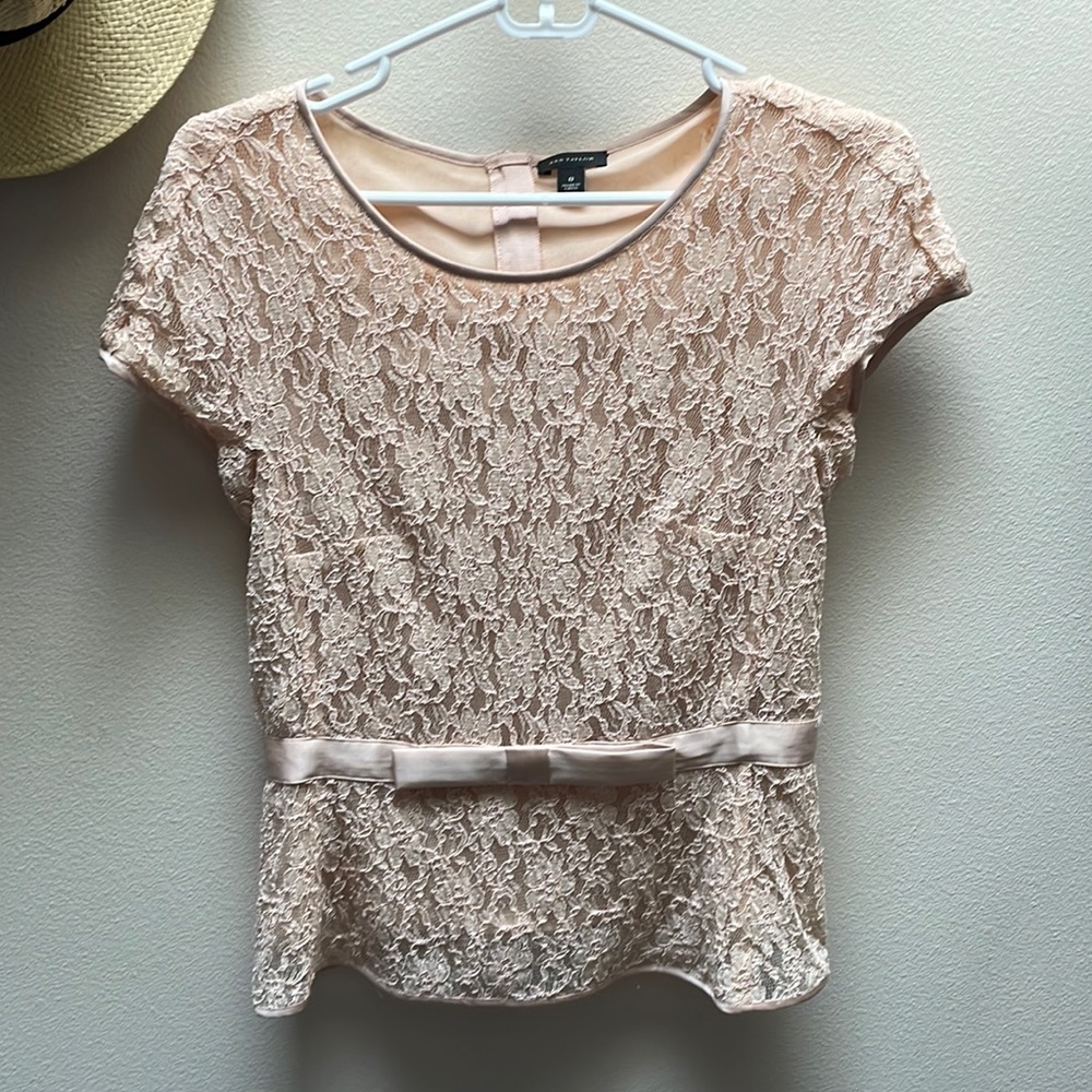 Pink floral lace top